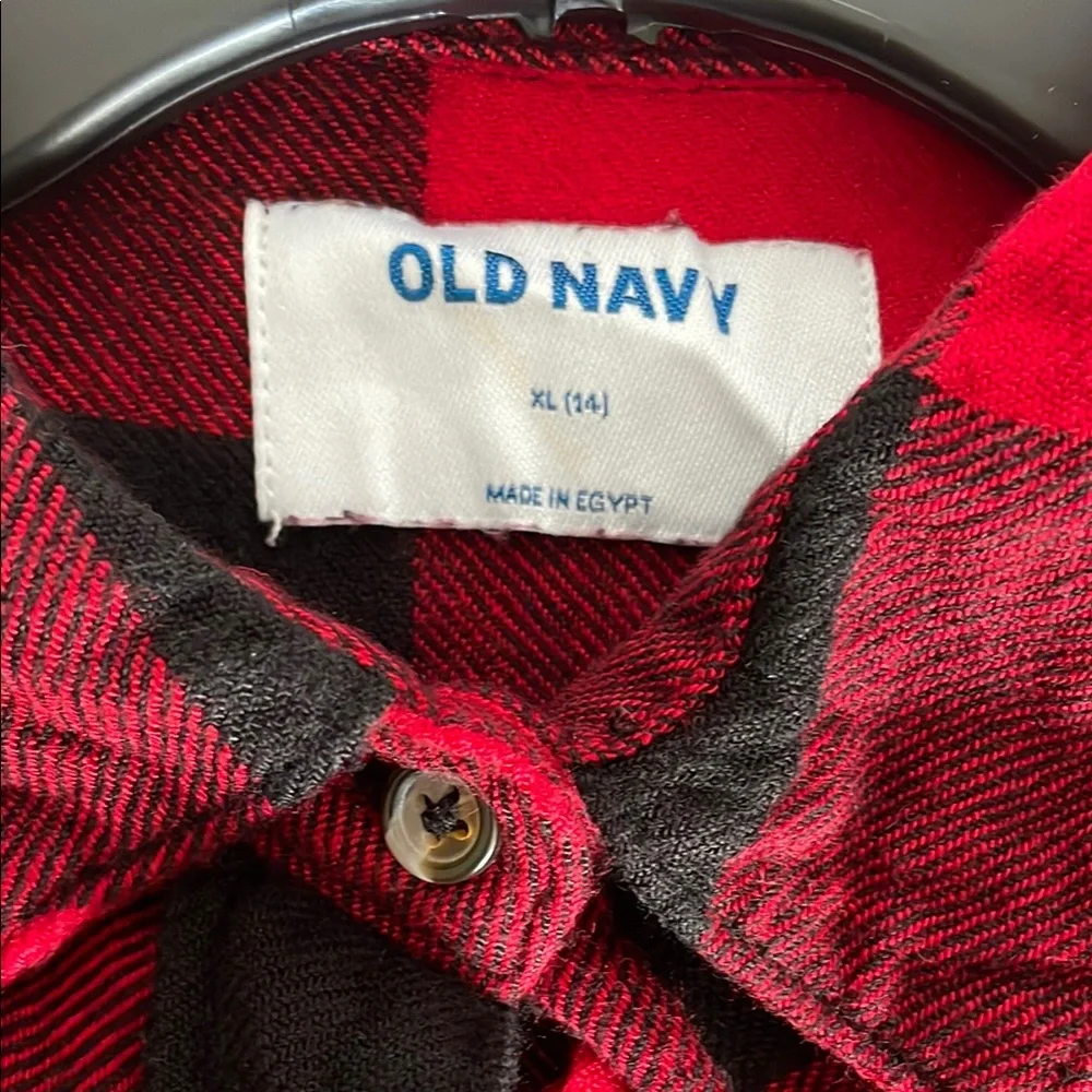 Old Navy Bold Red/ black Buffalo Checkered Blouse girls size 14
